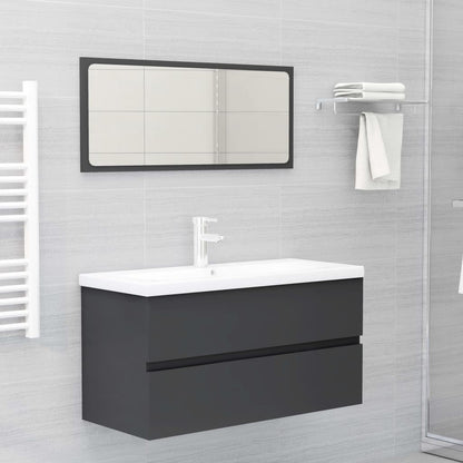 Set Mobili da Bagno Grigio in Legno Multistrato