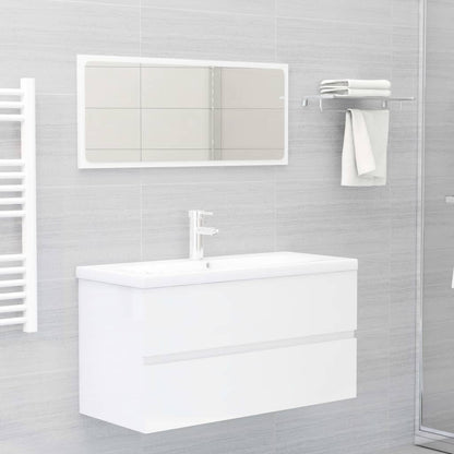 Set Mobili da Bagno Bianco Lucido in Legno Multistrato