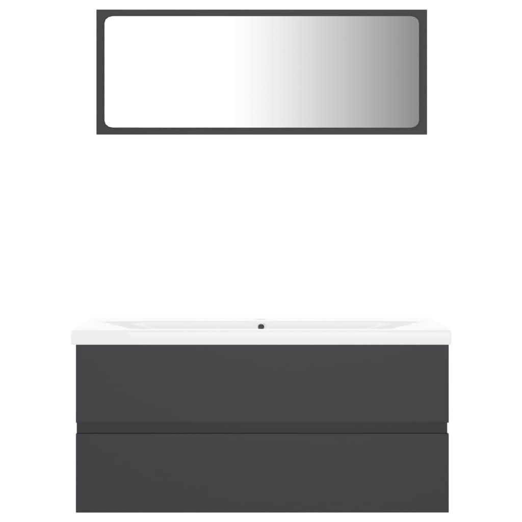 Set Mobili da Bagno Grigio in Legno Multistrato