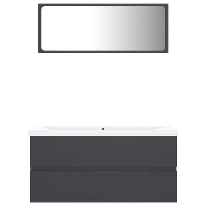 Set Mobili da Bagno Grigio in Legno Multistrato