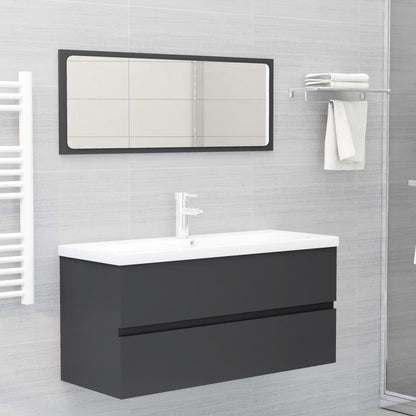 Set Mobili da Bagno Grigio in Legno Multistrato