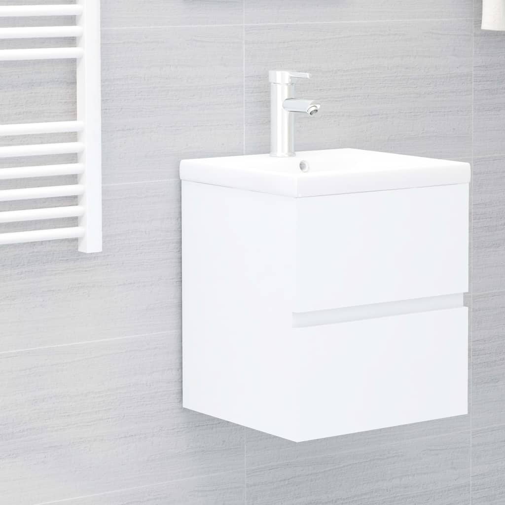 Mobile con Lavabo Integrato Bianco in Legno Multistrato
