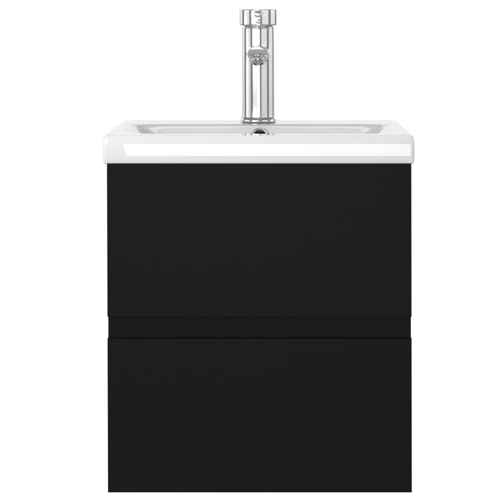 Mobile Bagno con Lavabo Integrato Nero in Legno Multistrato
