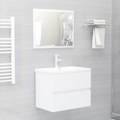Set Mobili da Bagno Bianco Lucido in Legno Multistrato