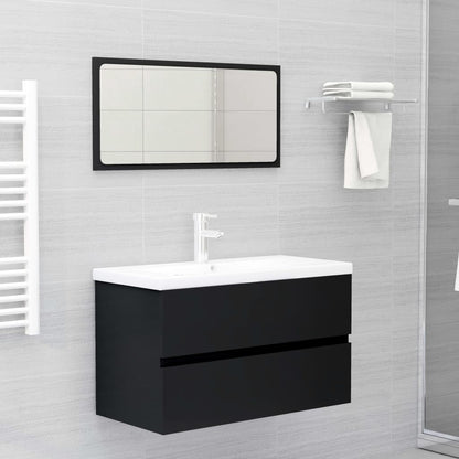 Set Mobili da Bagno Nero in Legno Multistrato