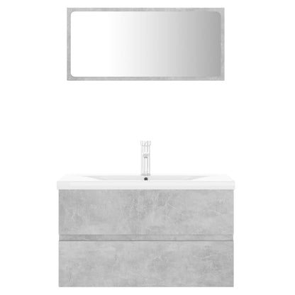 Set Mobili da Bagno Grigio Cemento in Legno Multistrato
