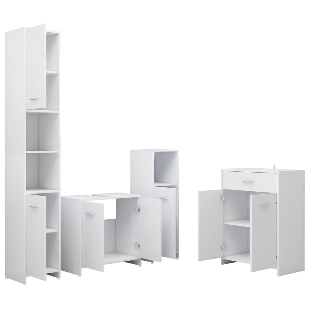 Set Mobili da Bagno 4 pz Bianco