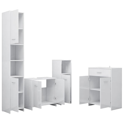 Set Mobili da Bagno 4 pz Bianco Lucido