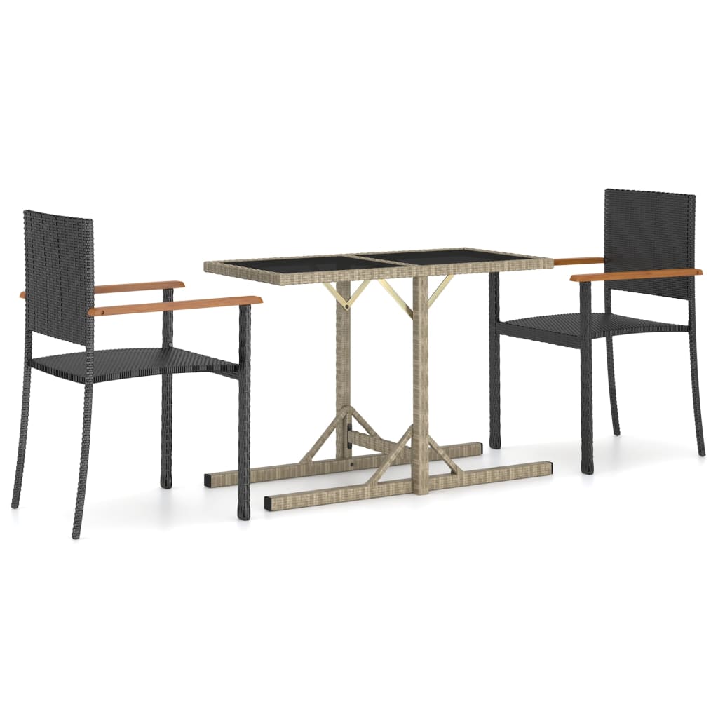 Set Mobili da Pranzo per Giardino 3 pz Nero