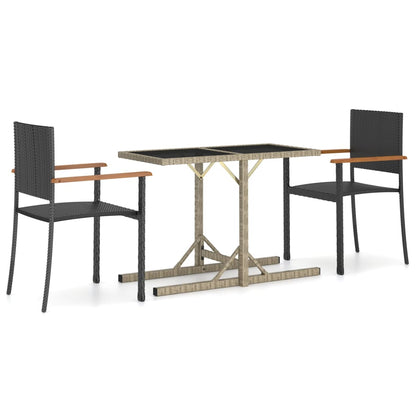 Set Mobili da Pranzo per Giardino 3 pz Nero