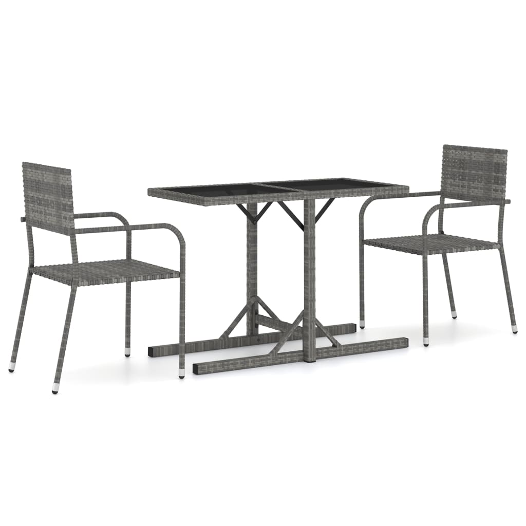 Set Mobili da Pranzo per Giardino 3 pz Grigio