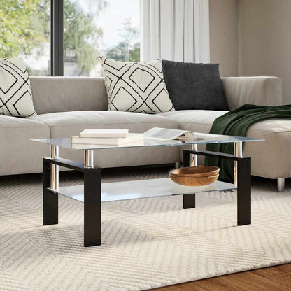 Tavolino Grigio e Trasparente 95x55x40 cm Vetro Temperato