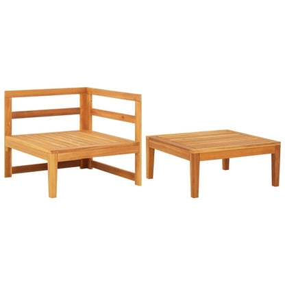 Set Divani Giardino 2 pz Cuscini Bianco Crema in Legno d'Acacia