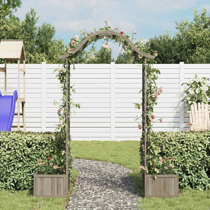 Pergola da Giardino con Fioriera Grigio Legno Massello di Abete