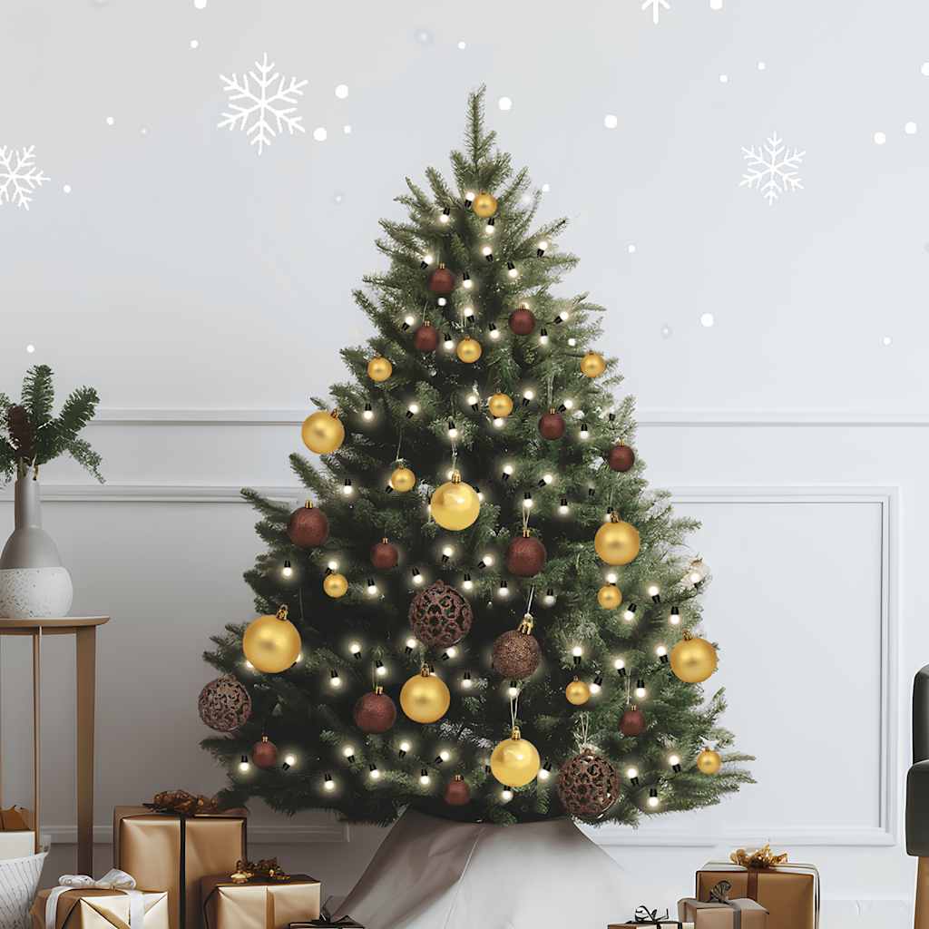 Set Natale con 61 Palline Punta e 150 Luci LED Oro e Bronzo
