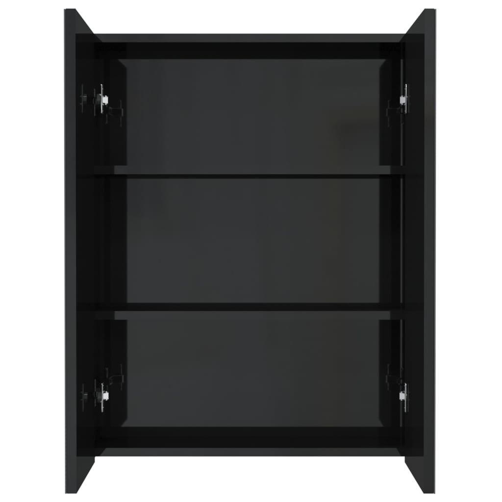 Armadietto a Specchio per Bagno 60x15x75 cm MDF Nero Lucido