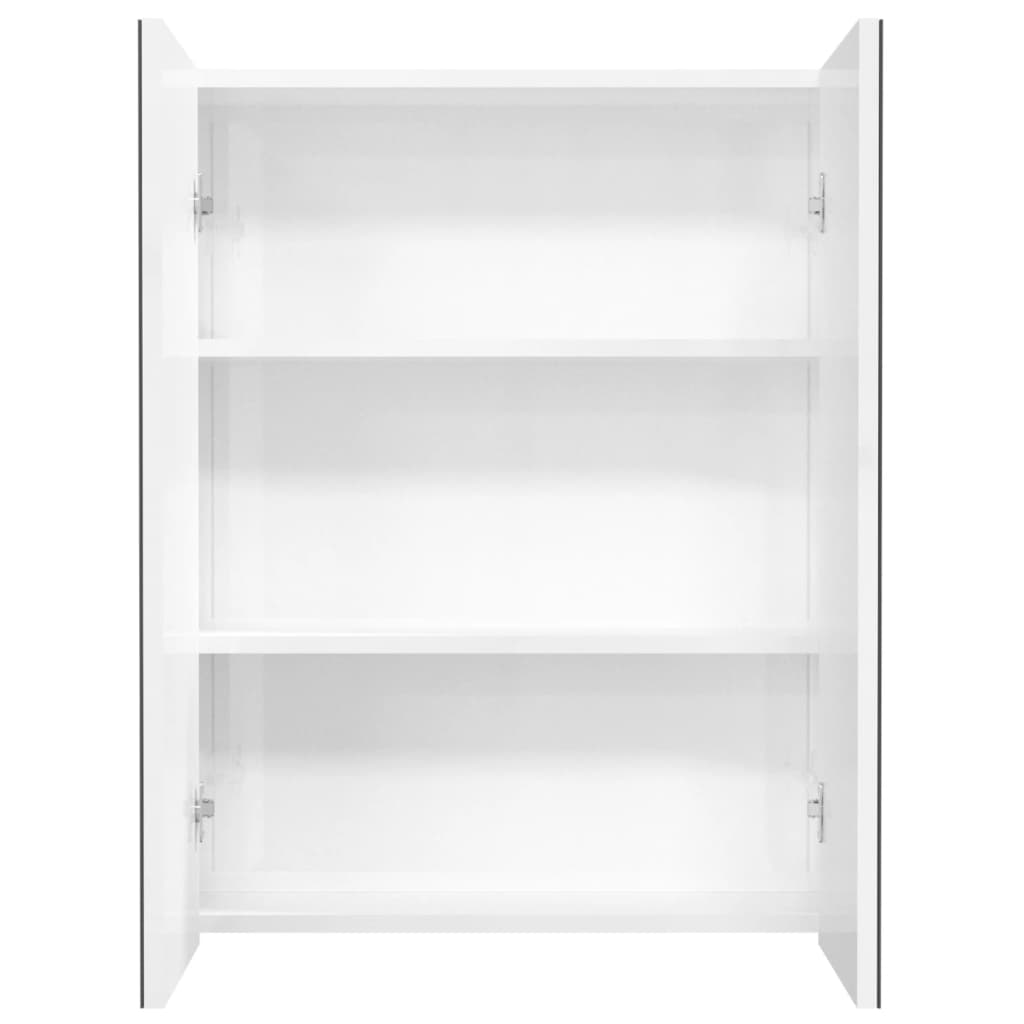 Armadietto a Specchio per Bagno 60x15x75 cm MDF Bianco Lucido
