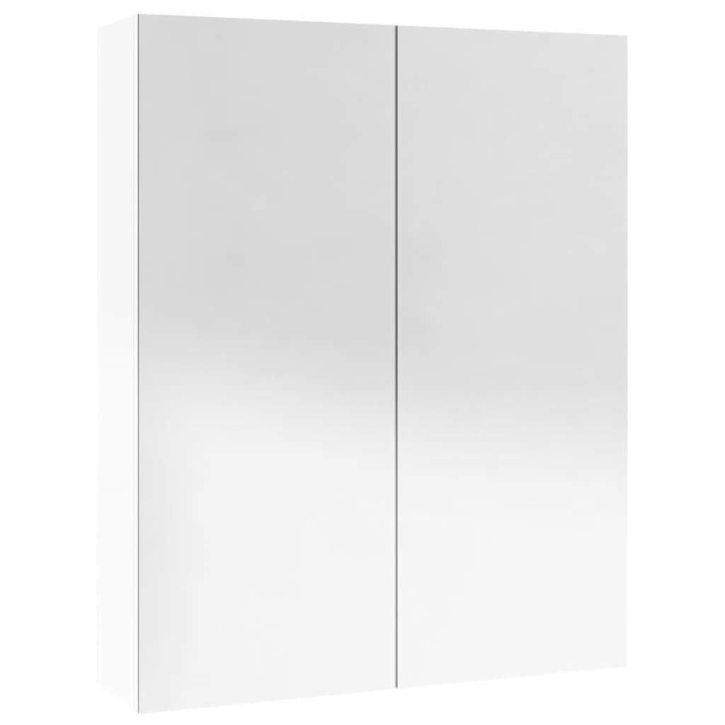 Armadietto a Specchio per Bagno 60x15x75 cm MDF Bianco Lucido
