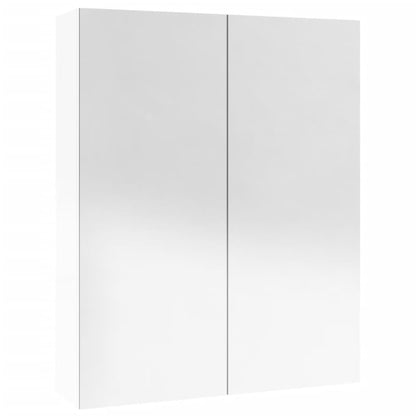 Armadietto a Specchio per Bagno 60x15x75 cm MDF Bianco Lucido