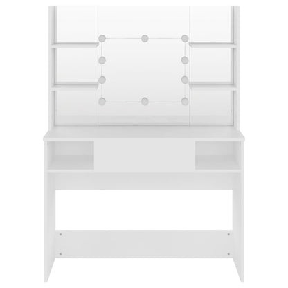 Toeletta con Luci LED 100x40x135 cm in MDF Bianca