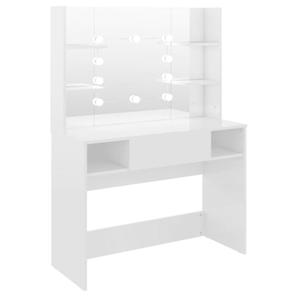Toeletta con Luci LED 100x40x135 cm in MDF Bianco Lucido