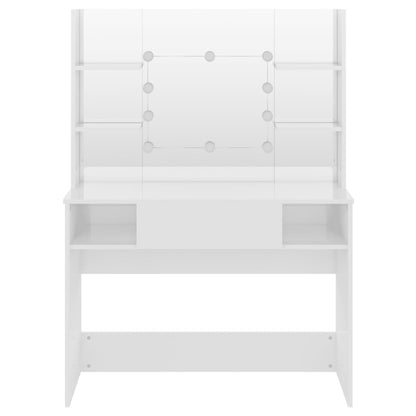 Toeletta con Luci LED 100x40x135 cm in MDF Bianco Lucido