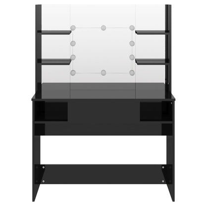 Toeletta con Luci LED 100x40x135 cm in MDF Nero Lucido