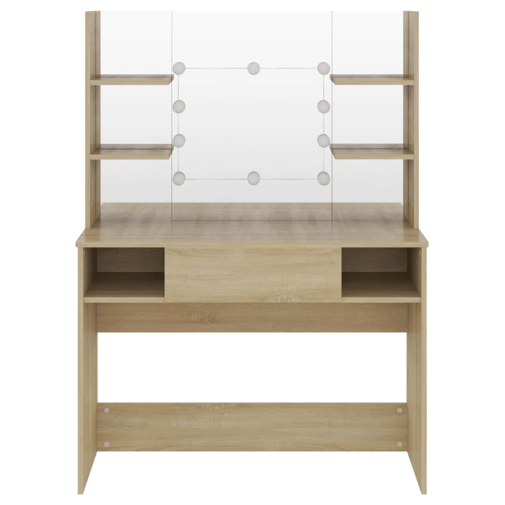Toeletta con Luci LED 100x40x135 cm in MDF Rovere