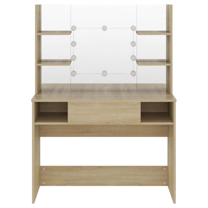 Toeletta con Luci LED 100x40x135 cm in MDF Rovere