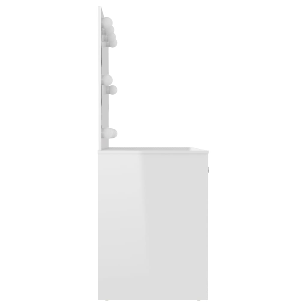 Toeletta con Luci LED 110x55x145 cm in MDF Bianco Lucido