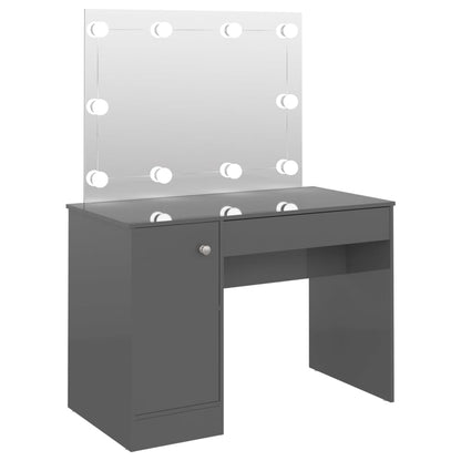 Toeletta con Luci LED 110x55x145 cm in MDF Grigio Lucido