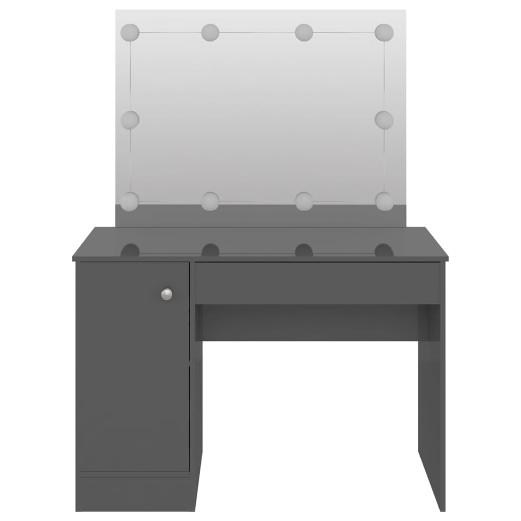 Toeletta con Luci LED 110x55x145 cm in MDF Grigio Lucido