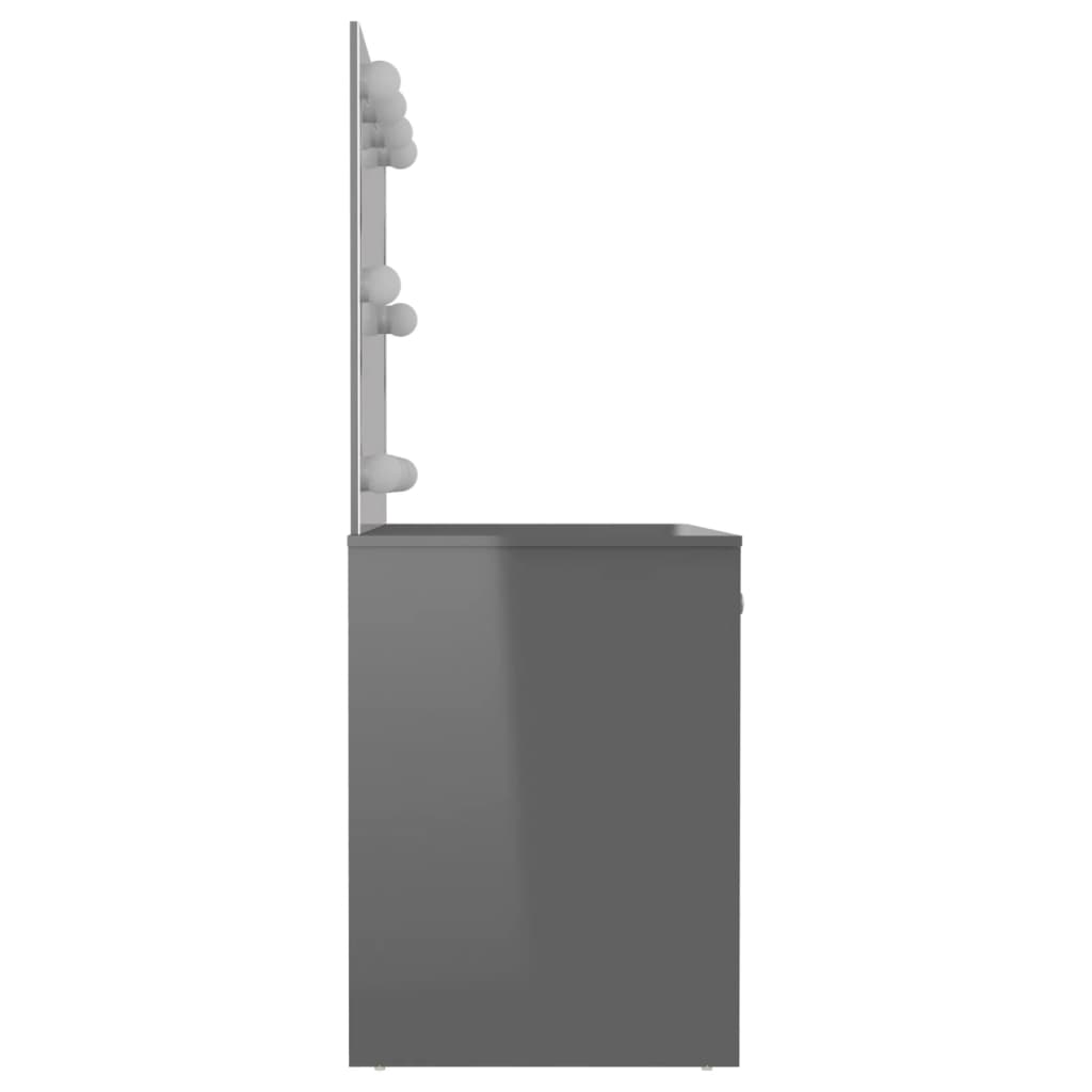 Toeletta con Luci LED 110x55x145 cm in MDF Grigio Lucido