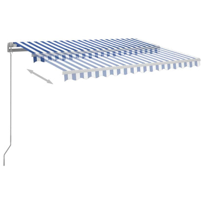 Tenda da Sole Retrattile Manuale con LED 350x250cm Blu e Bianca