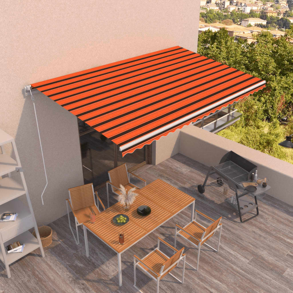 Tenda da Sole Retrattile Automatica 500x300cm Arancione Marrone
