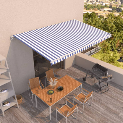 Tenda da Sole Retrattile Manuale 500x350 cm Blu e Bianca