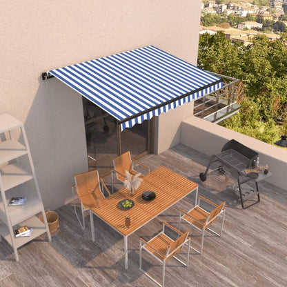 Tenda da Sole Retrattile Manuale 300x250cm Blu e Bianco