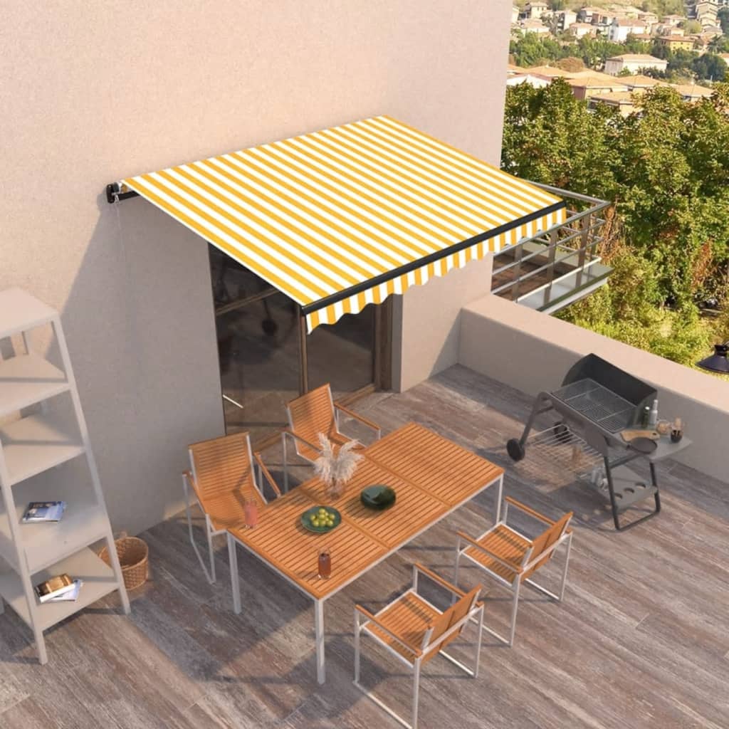 Tenda da Sole Retrattile Manuale 300x250 cm Gialla e Bianca
