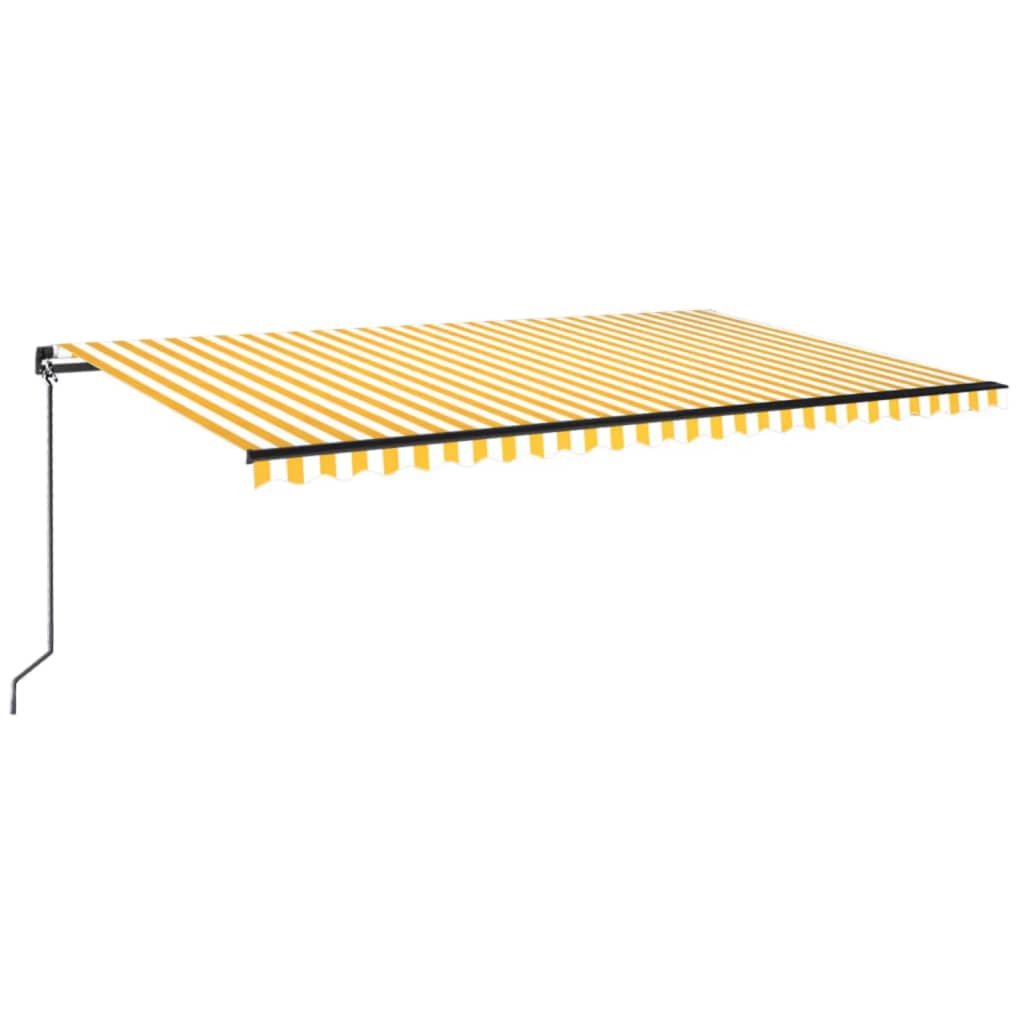 Tenda da Sole Retrattile Manuale LED 350x350 cm Gialla e Bianca