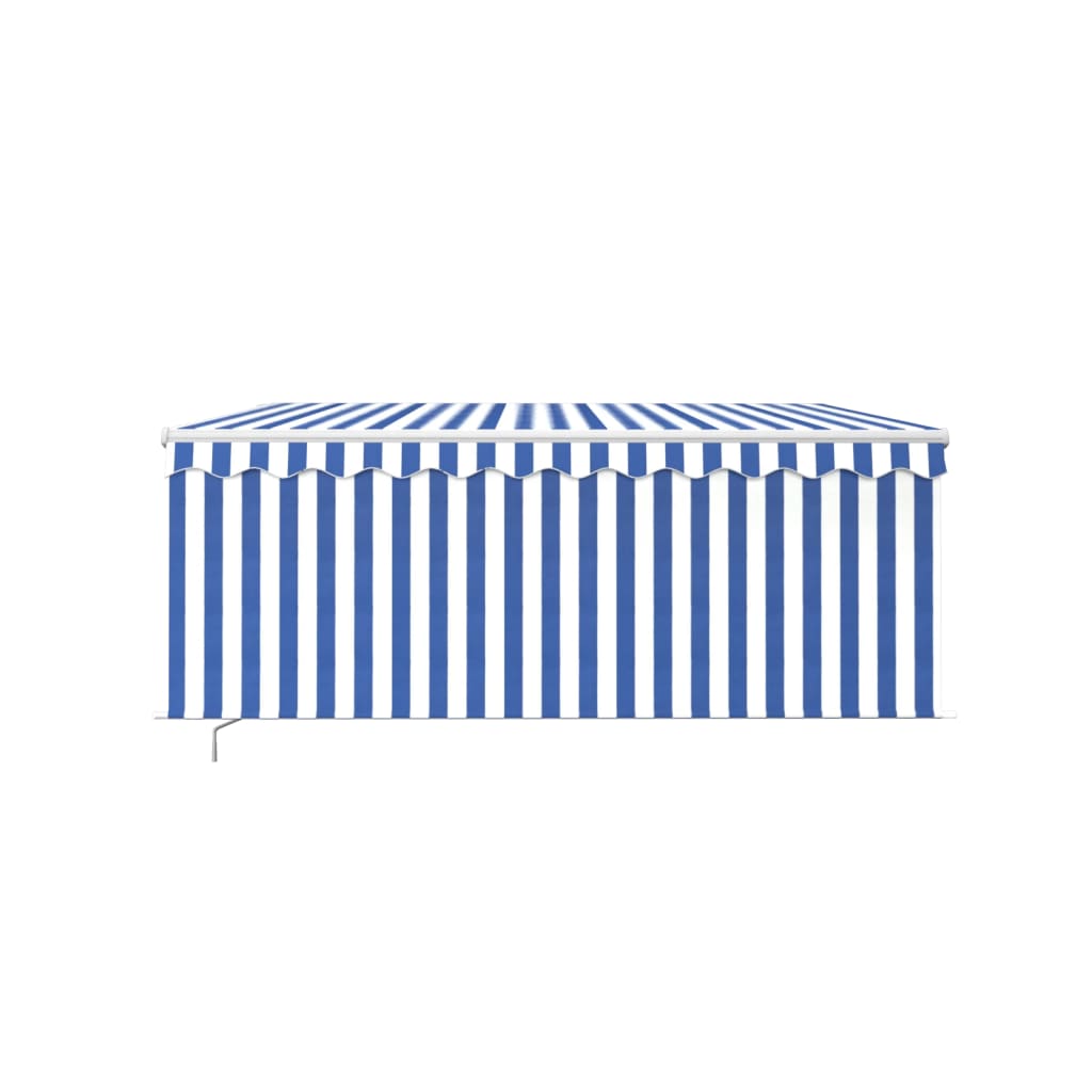 Tenda Sole Retrattile Manuale con Parasole 3x2,5m Blu e Bianco