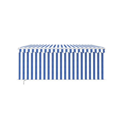 Tenda Sole Retrattile Manuale con Parasole 3x2,5m Blu e Bianco