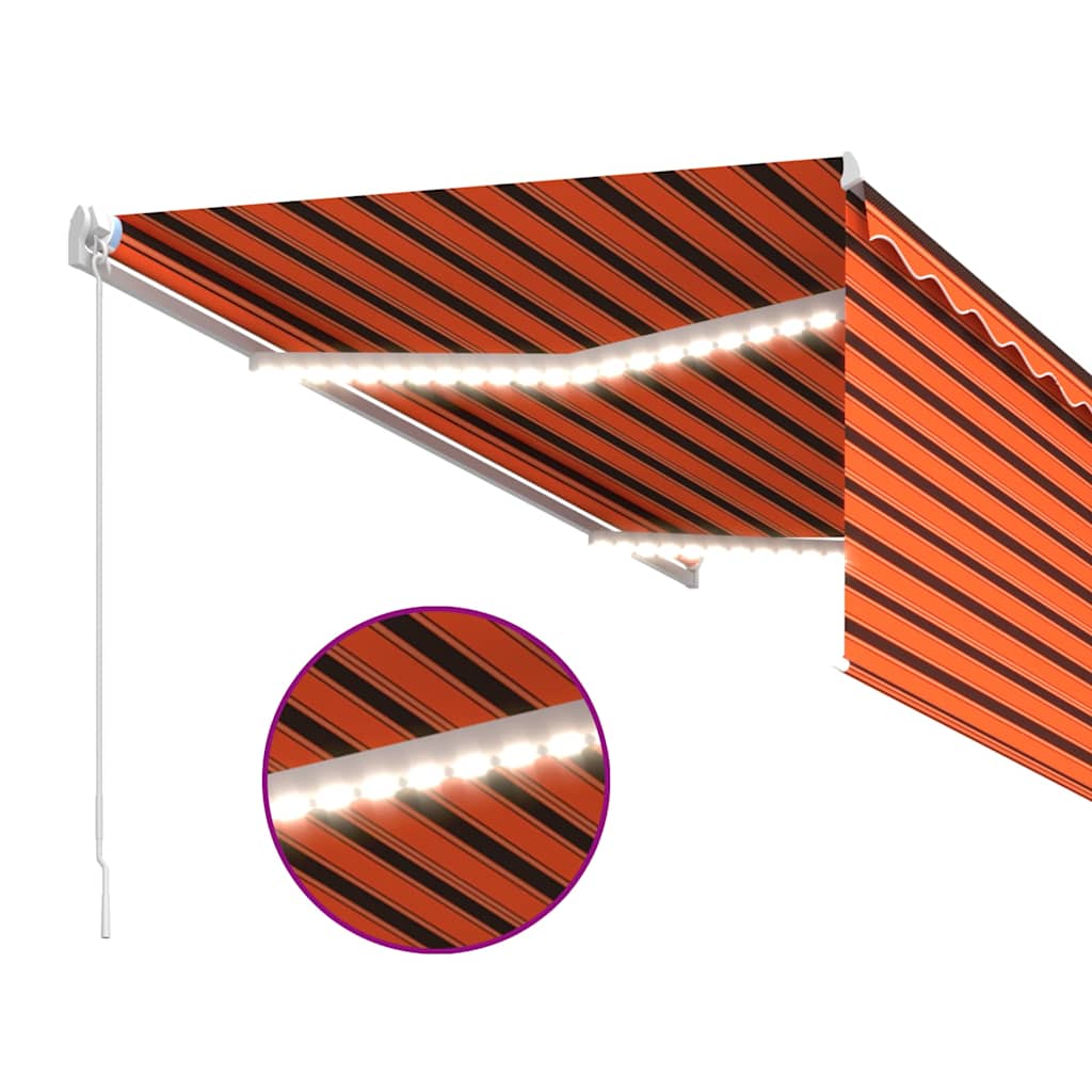 Tenda Retrattile Manuale Parasole 3,5x2,5m Arancione e Marrone