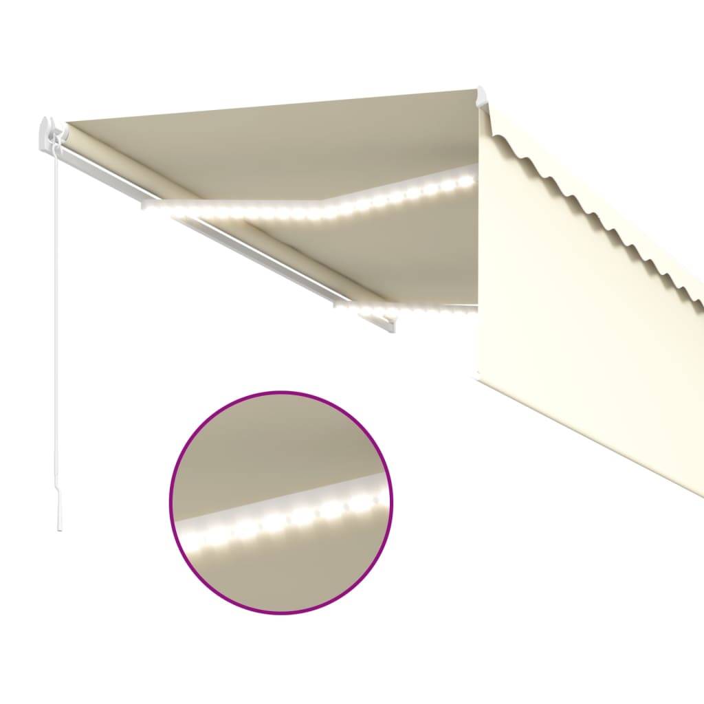 Tenda da Sole Retrattile Manuale con LED 3,5x2,5 m Crema