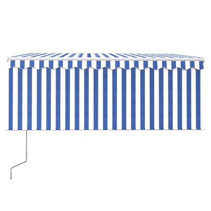 Tenda Sole Retrattile Automatica Parasole 3,5x2,5m Blu Bianco
