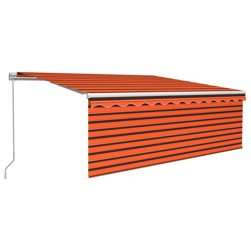 Tenda Sole Retrattile Manuale Parasole LED 4x3m Arancio Marrone