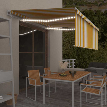 Tenda Automatica con Sensore Vento LED 4x3 m Gialla/Bianca