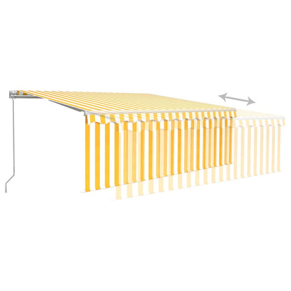 Tenda da Sole Retrattile con Parasole 4,5x3m Gialla e Bianca