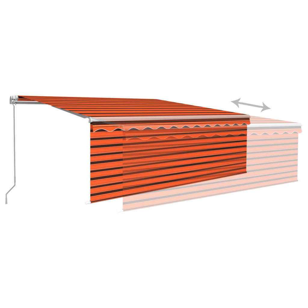 Tenda Retrattile Manuale con Parasole 4,5x3m Arancione Marrone