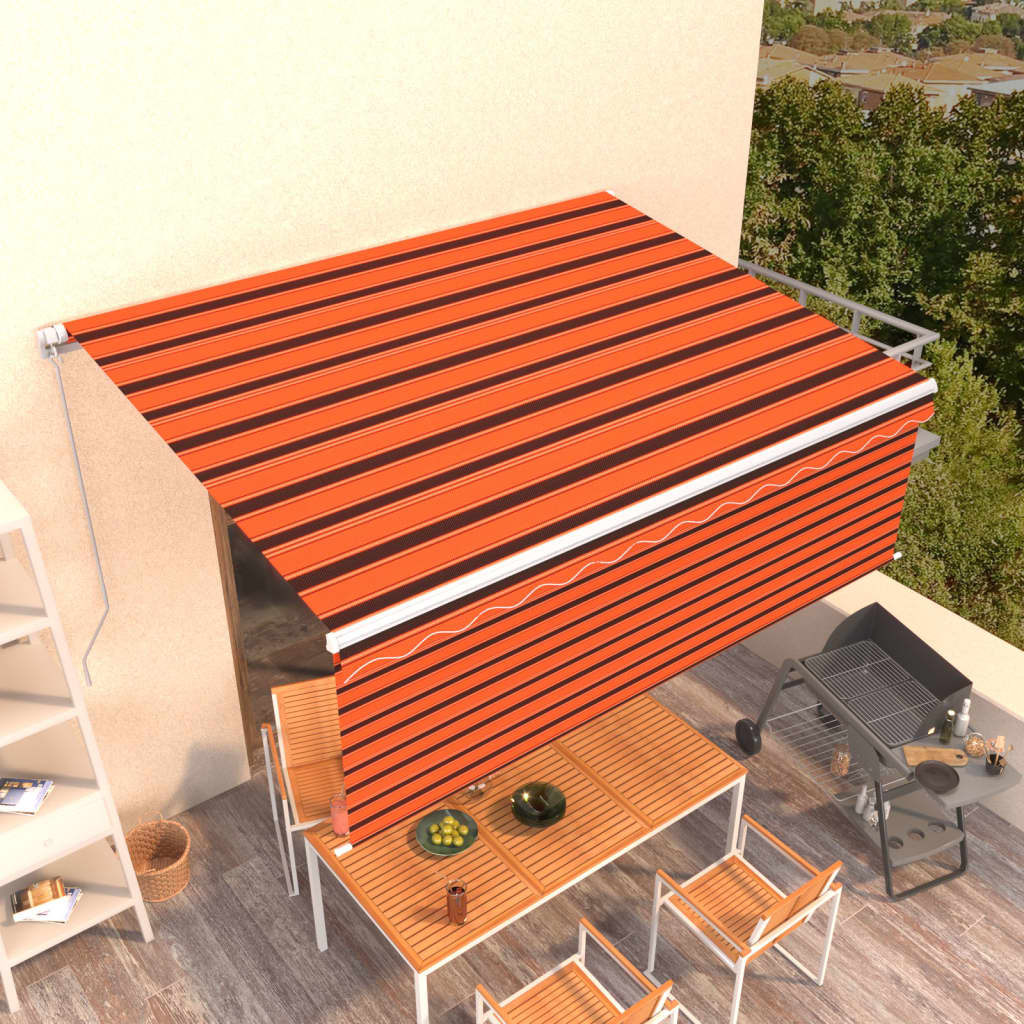 Tenda Retrattile Manuale con Parasole 4,5x3m Arancione Marrone