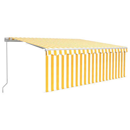 Tenda da Sole Retrattile Parasole e LED 4,5x3m Gialla e Bianca